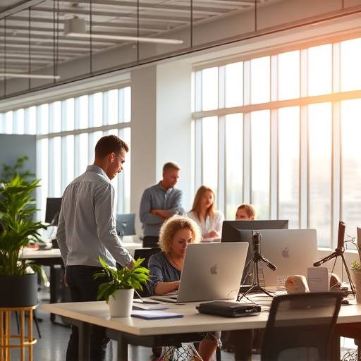 Büro der Videokurs Akademie mit Arbeitsplätzen und Teammitgliedern