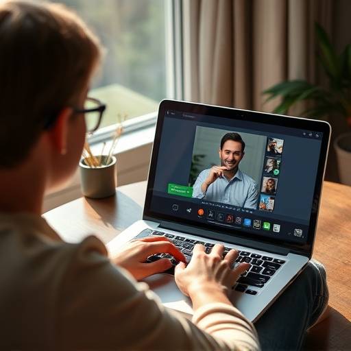 Person, die einen Online-Videokurs auf einem Laptop anschaut
